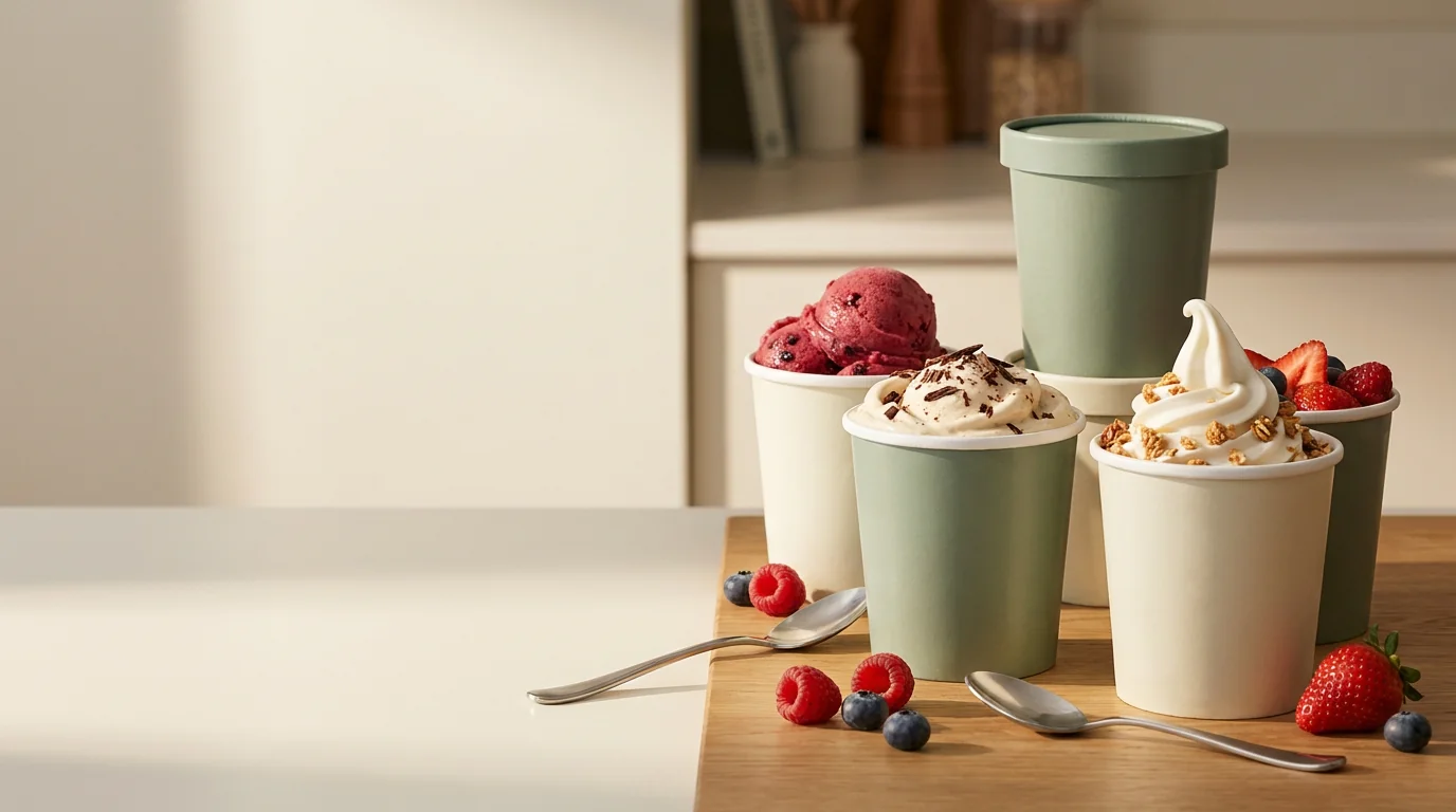 The full Simply Desserts range of protein ice cream, frozen yogurt and sorbet in Ninja Creami pints