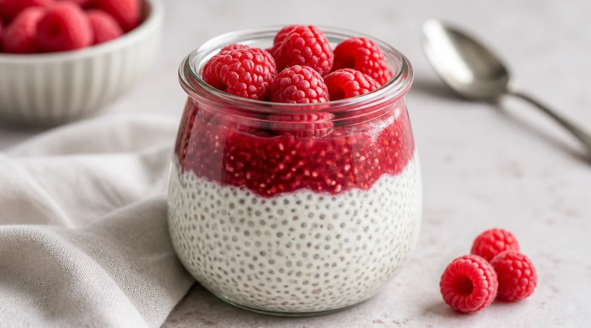 Chia Seed Raspberry Protein Pudding