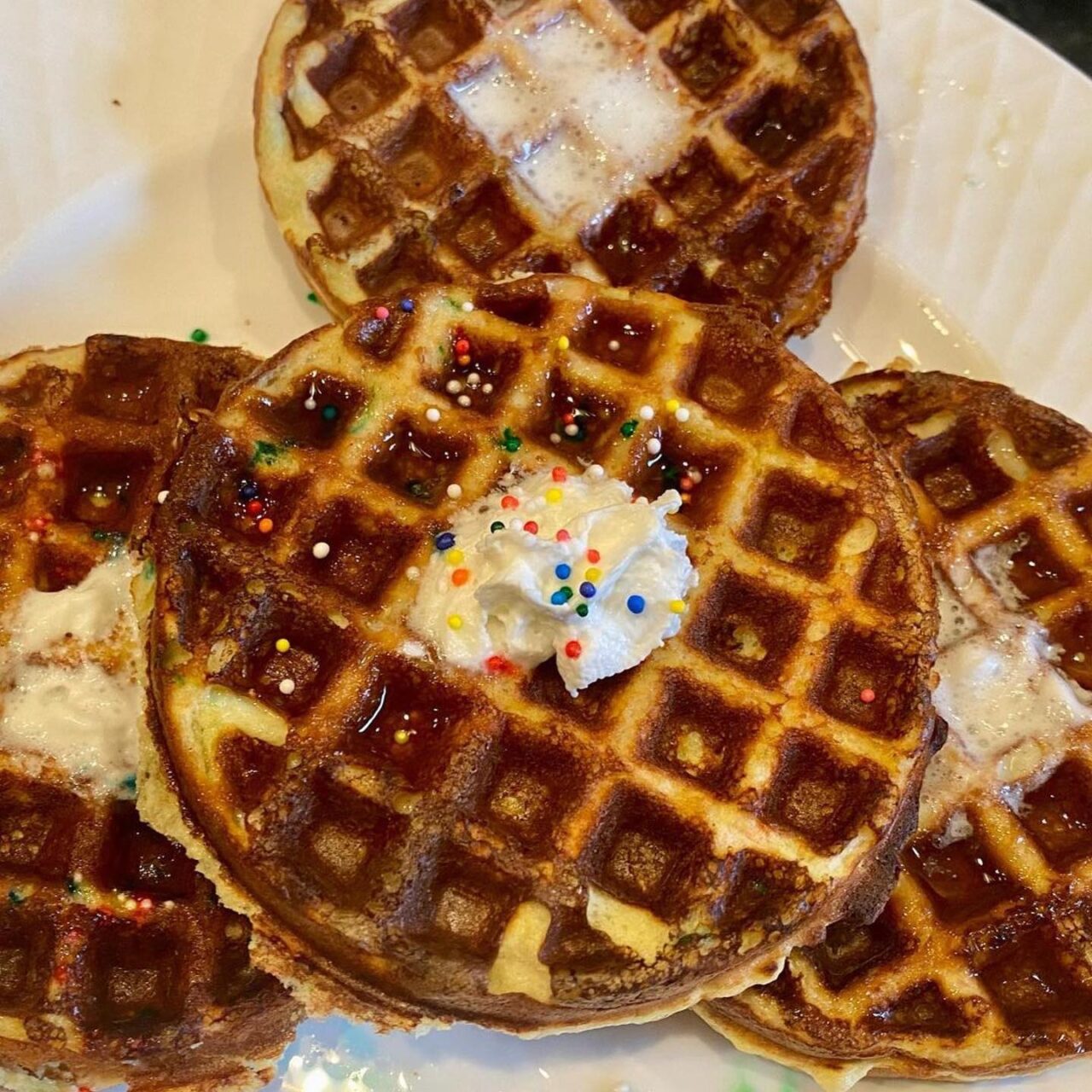 Fruity Pebbles Protein Waffles
