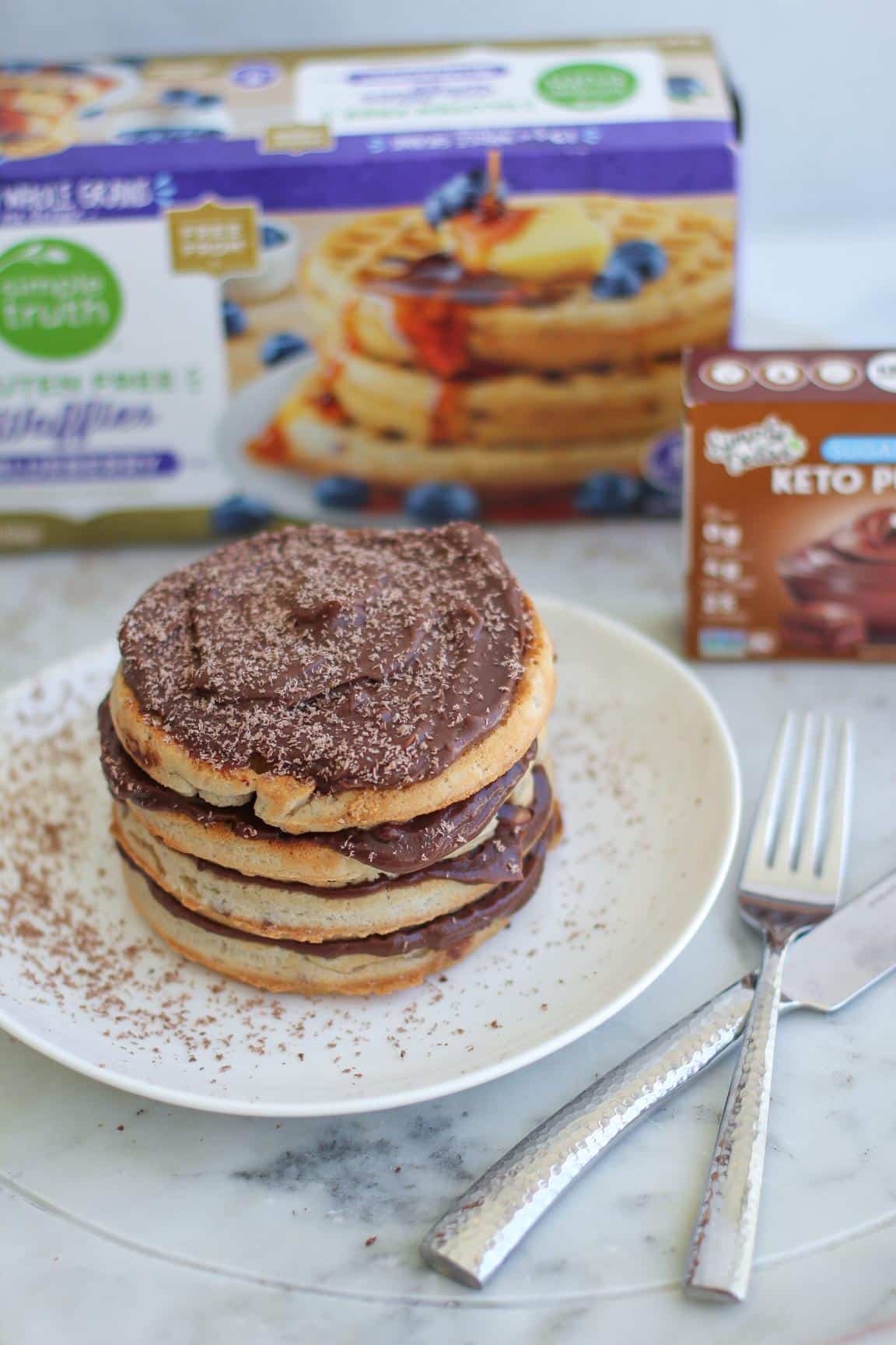 Layered Chocolate Pudding Waffles