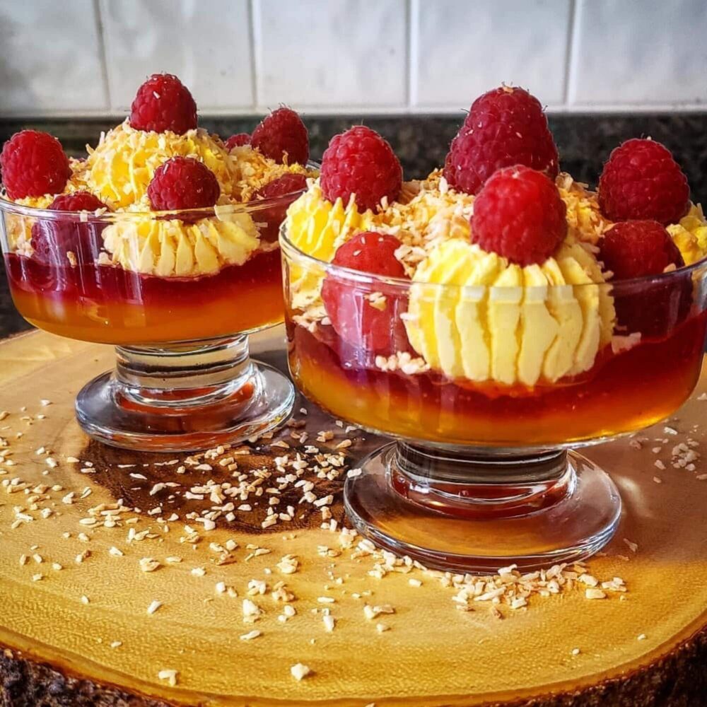 Peach & Raspberry, Toasted Coconut Parfaits