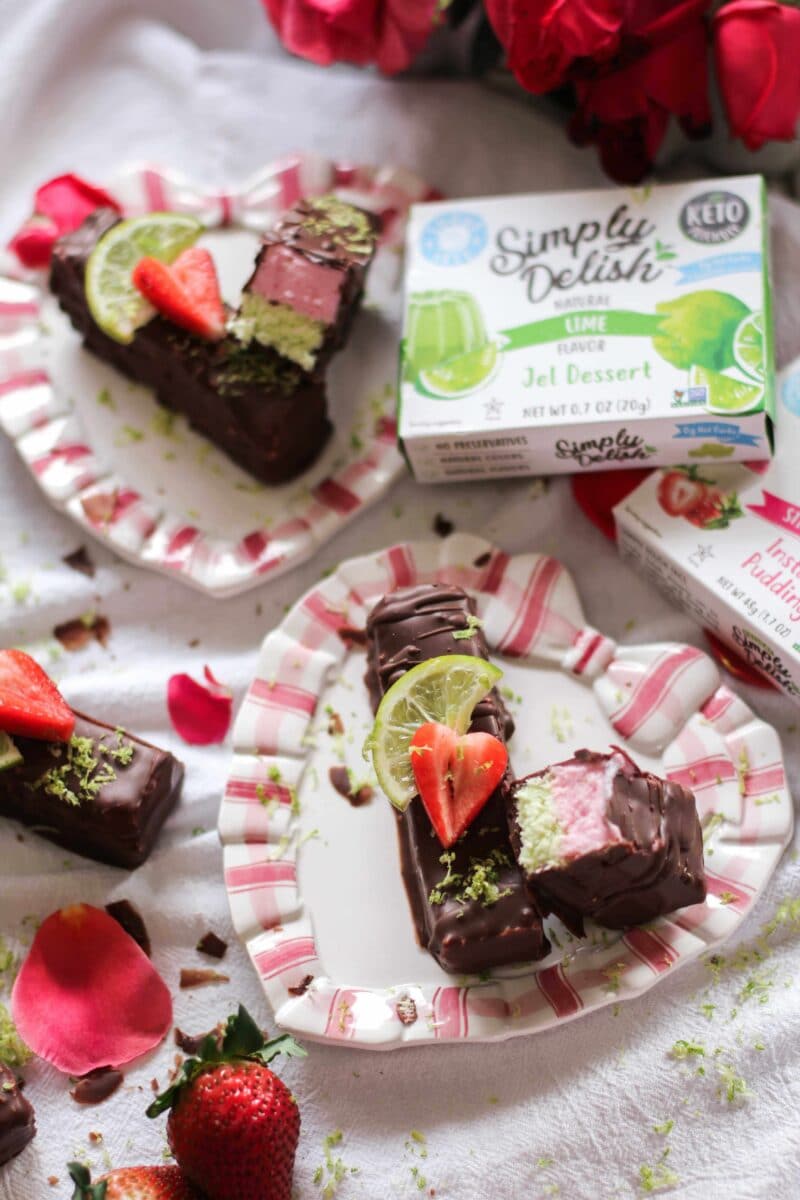 Sugar-Free Strawberry Lime Coconut Cream Chocolate Bars