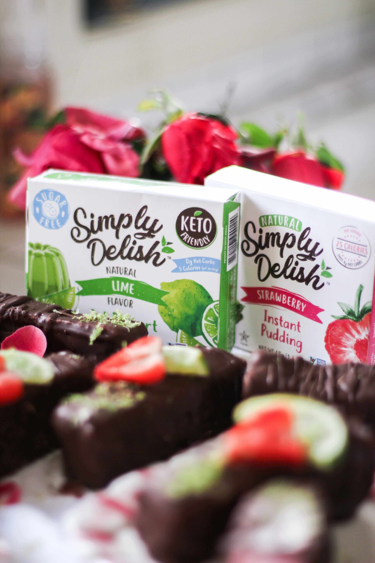 sugar-free strawberry lime chocolate pudding bar