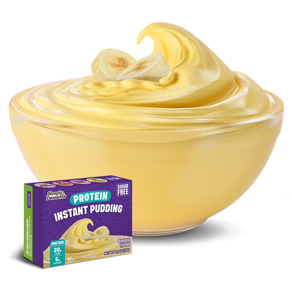 Simply Desserts Banana Protein Pudding Bowl and Box