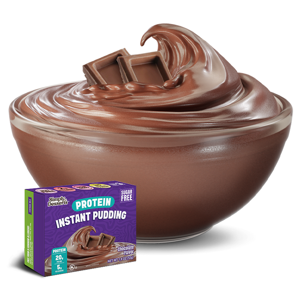 Simply Desserts Chocolate Protein Pudding Bowl and Box